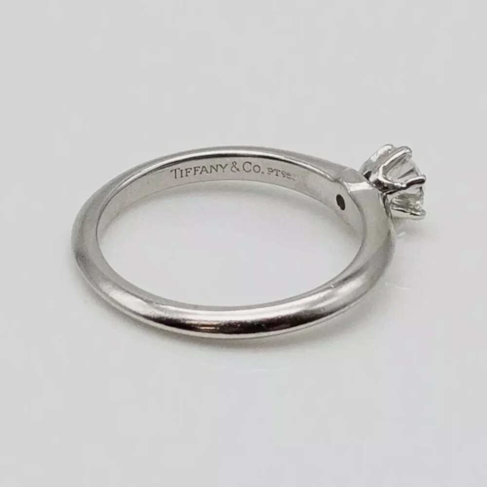 Tiffany & Co .32ct FLAWLESS Round Diamond Platinum Wedding Ring